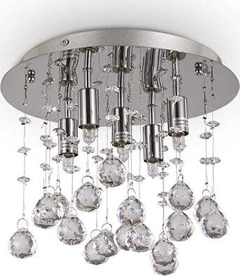 Plafoniera-Contemporanea-Moonlight-Metallo-Cristallo-Oro-5-Luci-G9-3W-3000K