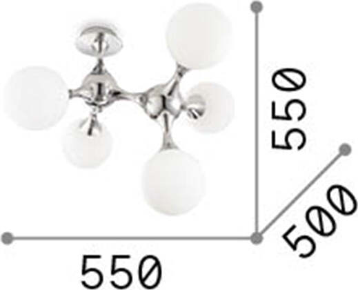 Plafoniera-Contemporanea-Nodi-Metallo-Bianco-5-Luci-E14