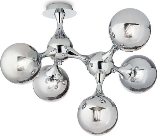 Plafoniera-Contemporanea-Nodi-Metallo-Cromo-5-Luci-E14