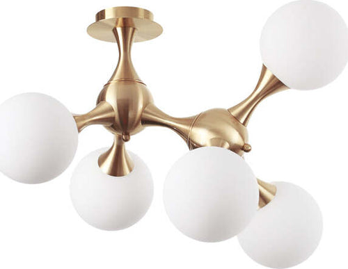 Plafoniera-Contemporanea-Nodi-Metallo-Ottone-5-Luci-E14