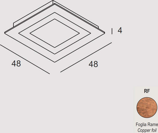 Plafoniera-Contemporanea-Oblio-Metallo-Foglia-Rame-Led-45W