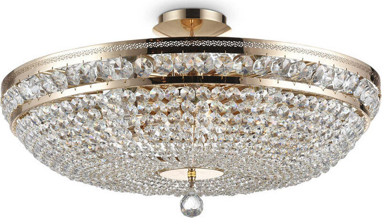 Plafoniera-Contemporanea-Ottilia-Metallo-Oro-12-Luci-Diffusori-Metallo