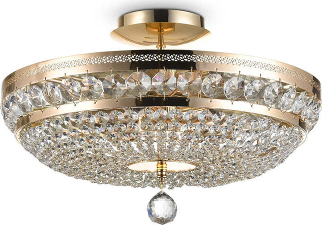 Plafoniera-Contemporanea-Ottilia-Metallo-Oro-6-Luci-Diffusori-Metallo