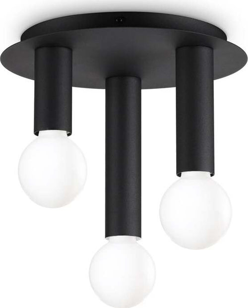 Plafoniera-Contemporanea-Petit-Metallo-Nero-3-Luci-E27-42W-Ip20