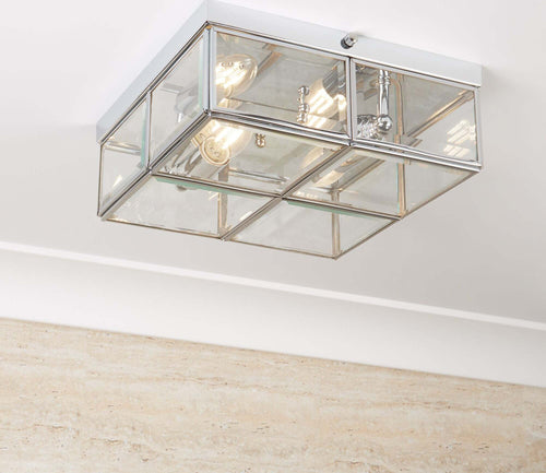 Plafoniera-Contemporanea-Pisa-Acciaio-Cromo-Vetro-2-Luci-E14