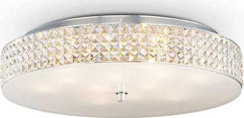 Plafoniera-Contemporanea-Roma-Metallo-Cristallo-Cromo-12-Luci-3W-3000K