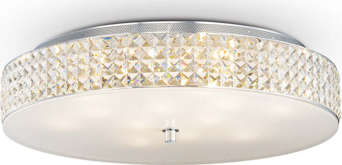 Plafoniera-Contemporanea-Roma-Metallo-Cristallo-Cromo-12-Luci-3W-3000K