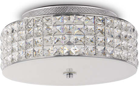 Plafoniera-Contemporanea-Roma-Metallo-Cristallo-Cromo-4-Luci-3W-3000K-Luce-Calda