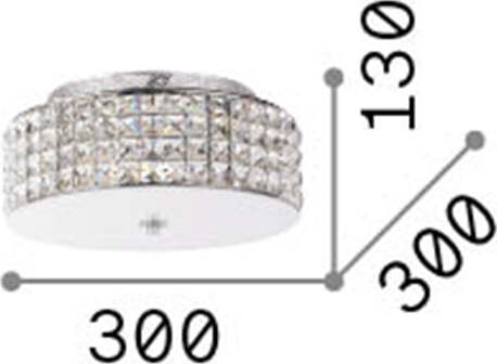 Plafoniera-Contemporanea-Roma-Metallo-Cristallo-Cromo-4-Luci-3W-3000K-Luce-Calda