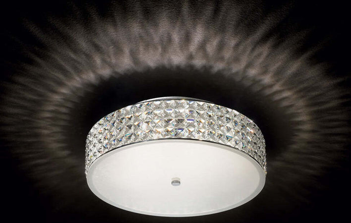 Plafoniera-Contemporanea-Roma-Metallo-Cristallo-Cromo-6-Luci-3W-3000K-Luce-Calda