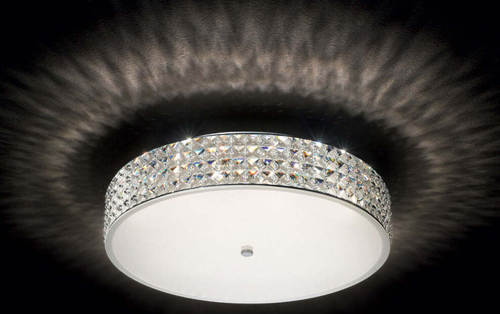 Plafoniera-Contemporanea-Roma-Metallo-Cristallo-Cromo-9-Luci-3W-3000K-Luce-Calda