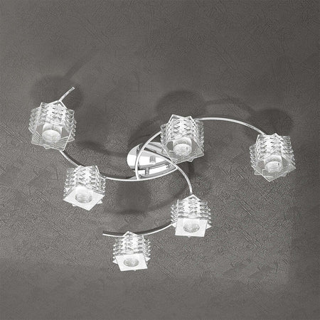 Plafoniera-Contemporanea-Rubik-Metallo-Cromo-Diffusore-Cristallo-6-Luci-G9