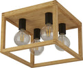 Plafoniera-Contemporanea-Square-Legno-Marrone-Nero-4-Luci-E27