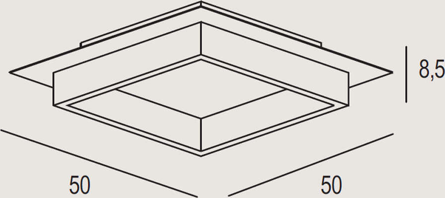 Plafoniera-Contemporanea-Square-Metallo-Oro-Opaco-Led-40W