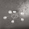 Plafoniera-Contemporanea-Super-Ball-Metallo-Cromo-Vetro-Pirex-5-Luci-G9