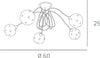 Plafoniera-Contemporanea-Super-Ball-Metallo-Cromo-Vetro-Pirex-5-Luci-G9