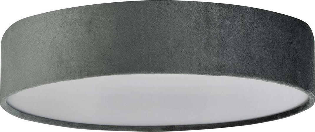 Plafoniera-Contemporanea-Tamburo-Acciaio-Grigio-Tessuto-Bianco-3-Luci-E27