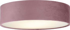 Plafoniera-Contemporanea-Tamburo-Acciaio-Rosa-Tessuto-Bianco-2-Luci-E27