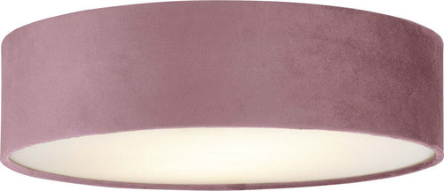Plafoniera-Contemporanea-Tamburo-Acciaio-Rosa-Tessuto-Bianco-2-Luci-E27