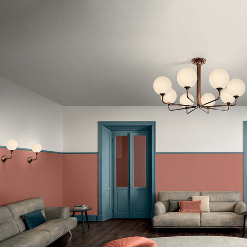 Plafoniera-Contemporanea-Tee-D160Cm-Metallo-Rame-Vetro-8-Luci