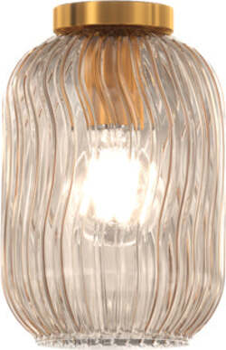 Plafoniera-Contemporanea-Tender-Metallo-Ottone-Satinato-Vetro-Ambra-1-Luce-E27