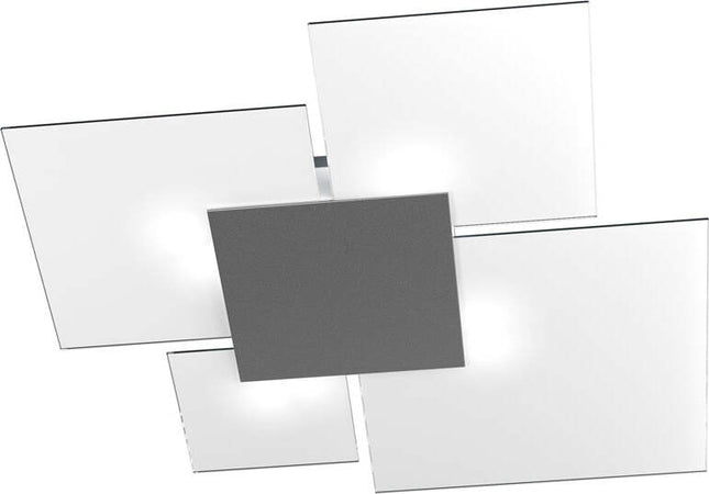 Plafoniera-Contemporanea-Upgrade-Met.-Grigio-Antracite-E-Vetro-4-Luci-E27-91Cm