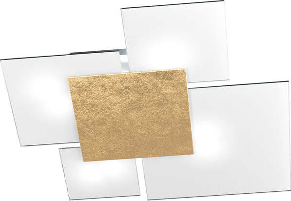 Plafoniera-Contemporanea-Upgrade-Metallo-Foglia-Oro-E-Vetro-4-Luci-E27-71Cm