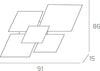 Plafoniera-Contemporanea-Upgrade-Metallo-Foglia-Oro-E-Vetro-4-Luci-E27-91Cm