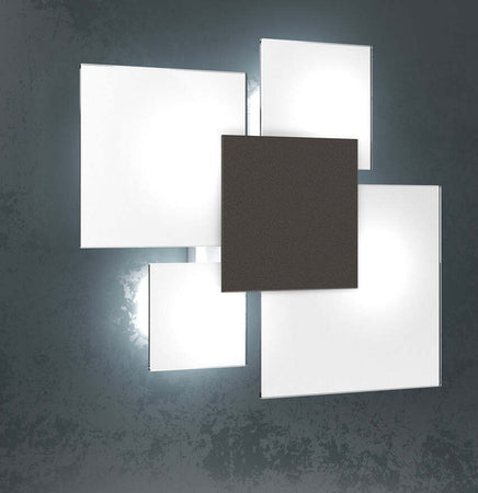Plafoniera-Contemporanea-Upgrade-Metallo-Marrone-E-Vetro-4-Luci-E27-46Cm
