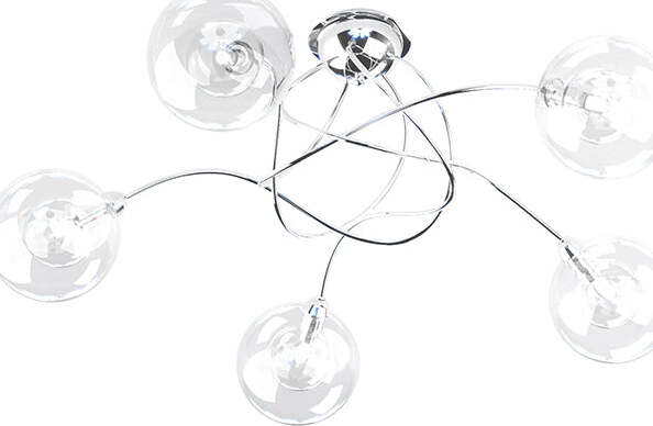 Plafoniera-Contemporanea-Willow-Metallo-Cromo-Vetro-Trasparente-5-Luci-G9