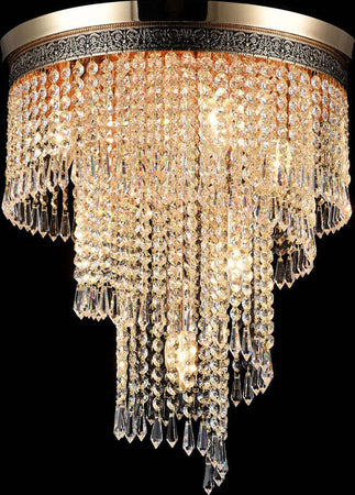 Plafoniera-Contemporaneo-Cascade-Metallo-Oro-7-Luci-Diffusori-Vetro