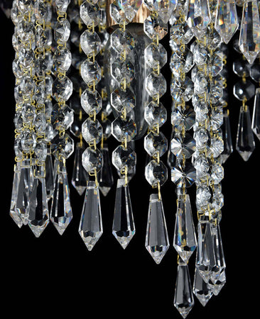 Plafoniera-Contemporaneo-Cascade-Metallo-Oro-7-Luci-Diffusori-Vetro