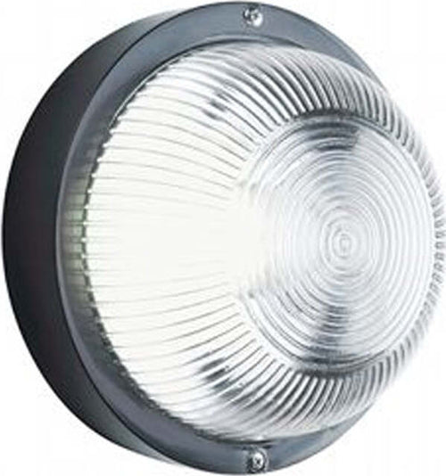 Plafoniera-Da-Esterno-Contemp.-Echo-Tonda-Termoplastica-E-Vetro-Nero-1-Luce-E27