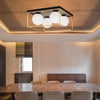 Plafoniera-Da-Soffitto-4-X-Sfera-In-Vetro-Bianco-Lampadario-Metallo-Nero-Bronzo-Kovalmax