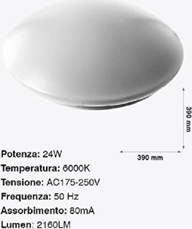 PLAFONIERA DA SOFFITTO FARETTO LED 24W TONDO ROTONDO PANNELLO 2160LM 39CM DESIGN MODERNO  Trade Shop italia - Napoli, Commerciovirtuoso.it