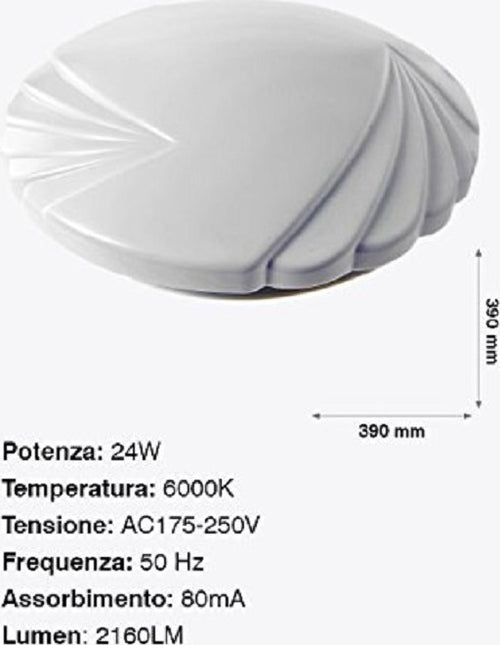 Plafoniera Da Soffitto Faretto Led 24w Tondo Ventaglio Pannello 2160lm 39cm Design Moderno Illuminazione/Illuminazione per interni/Lampadari lampade a sospensione e plafoniere/Plafoniere Trade Shop italia - Napoli, Commerciovirtuoso.it