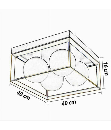 Plafoniera Da Soffitto Lampada In Metallo Nero Bronzo Con 4 Sfere Vetro G9 C76-4