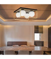 Plafoniera Da Soffitto Lampada In Metallo Nero Bronzo Con 4 Sfere Vetro G9 C76-4