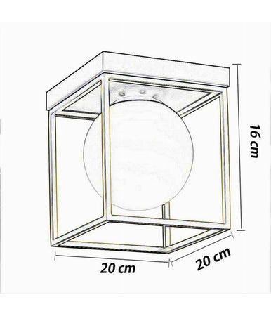 Plafoniera Da Soffitto Lampada In Metallo Nero Bronzo Con Sfera In Vetro G9 C76-1