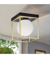 Plafoniera Da Soffitto Lampada In Metallo Nero Bronzo Con Sfera In Vetro G9 C76-1