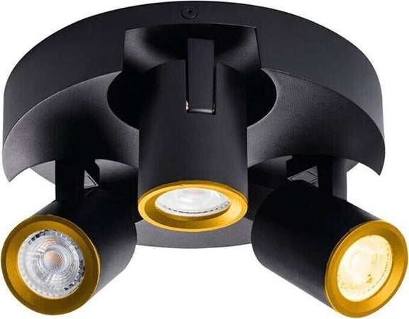 Plafoniera-Da-Soffitto-Lampada-Tonda-3-Porta-Faretto-Orientabile-Gu10-Nero-Kovalmax