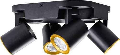 Plafoniera-Da-Soffitto-Lampada-Tonda-4-Porta-Faretto-Orientabile-Gu10-Nero-Kovalmax
