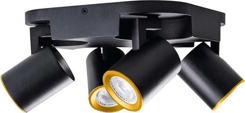 Plafoniera-Da-Soffitto-Lampada-Tonda-4-Porta-Faretto-Orientabile-Gu10-Nero-Kovalmax