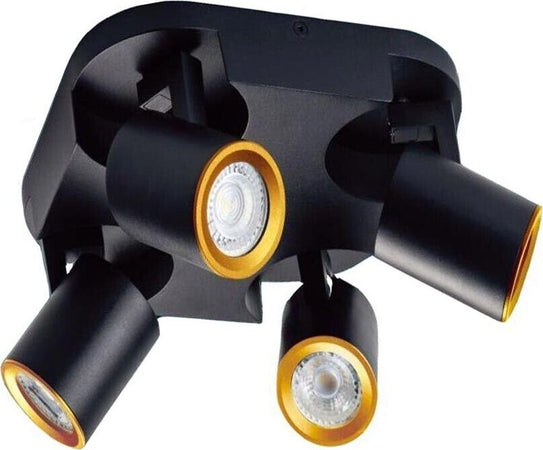 Plafoniera-Da-Soffitto-Lampada-Tonda-4-Porta-Faretto-Orientabile-Gu10-Nero-Kovalmax
