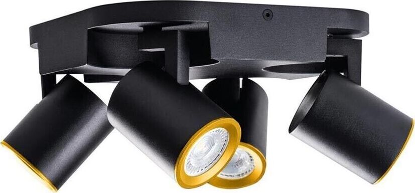 Plafoniera-Da-Soffitto-Lampada-Tonda-4-Porta-Faretto-Orientabile-Gu10-Nero-Kovalmax