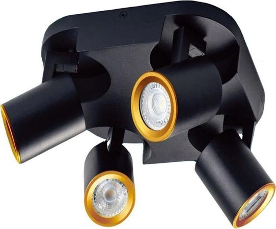 Plafoniera-Da-Soffitto-Lampada-Tonda-4-Porta-Faretto-Orientabile-Gu10-Nero-Kovalmax