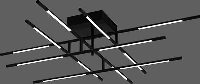 Plafoniera-Da-Soffitto-Moderno-Tubular-12-Luci-Metallo-Nero-Opaco-Led-48W