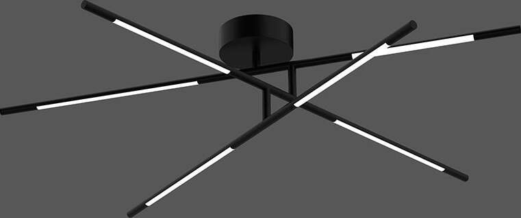 Plafoniera-Da-Soffitto-Moderno-Tubular-6-Luci-Metallo-Nero-Opaco-Led-30W