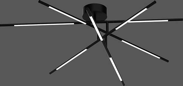 Plafoniera-Da-Soffitto-Moderno-Tubular-8-Luci-Metallo-Nero-Opaco-Led-40W