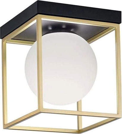 Plafoniera-Da-Soffitto-Sfera-In-Vetro-Bianco-Lampadario-Metallo-Nero-Bronzo-G9-Universo